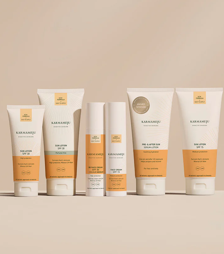 Solprodukter spf før og efter solpleje til børn og voksne